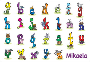 Personalized Animalbetized Alphabet I Placemat - Front