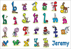Personalized Animalbetized Alphabet II Placemat - Front