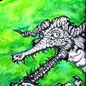 Dragon at the Window I - Ink, Blue