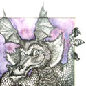 Dragon at the Window - Pencil, Purple